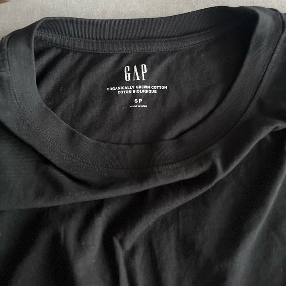 GAP Women’s Black Pleated Sleeves Crewneck Tied Cropped Top Medium - Picture 3 of 3